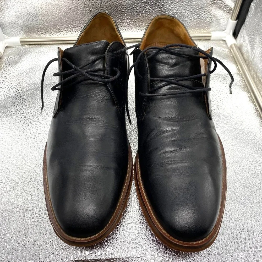Johnston & Murphy‎ Tyson Plain Toe Shoes Mens 10.5 Black Leather Dress Lace Up